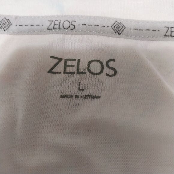 Zelos top Womens Large white pink blue tie dye t-shirt Athleisure Workout Retro - Picture 3 of 6